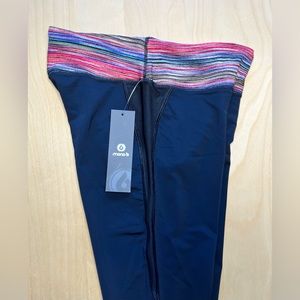 NWT Black Leggings with colorful waist. Size Small